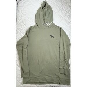 Victoria's Secret PINK Sage Green Hoodie Pullover Sweatshirt Dog Logo Women's L
